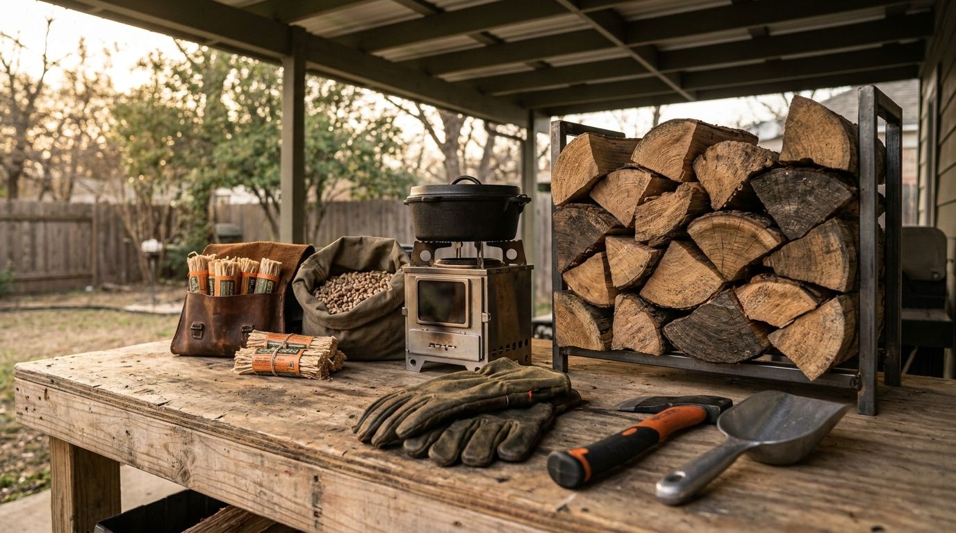 Hero image for blog post: Fuel planning for a 72 hour clean cooking setup: wood, pellets, and fire starters