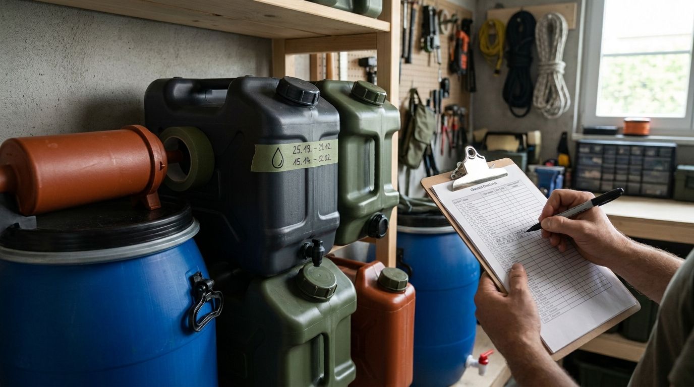Hero image for blog post: Water Storage That Actually Lasts: Container Choice, Labeling, and Shelf-Life Tracking