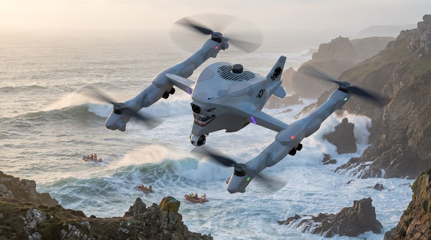 Hero image for blog post: The role of hybrid drones in coastal search and rescue missions