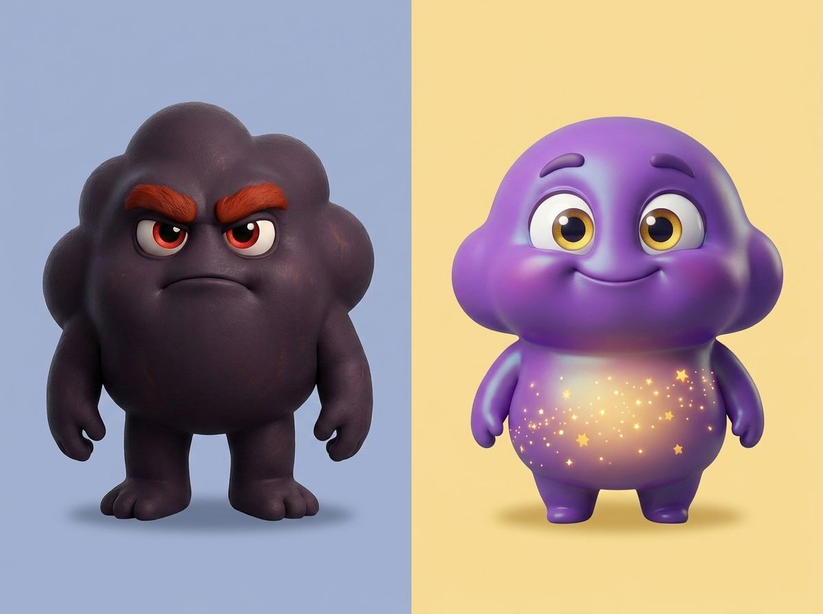Bluster, the Anger and Defiance Gloom, alongside his evolved form Flicko, the Spark of Patience and Warmth