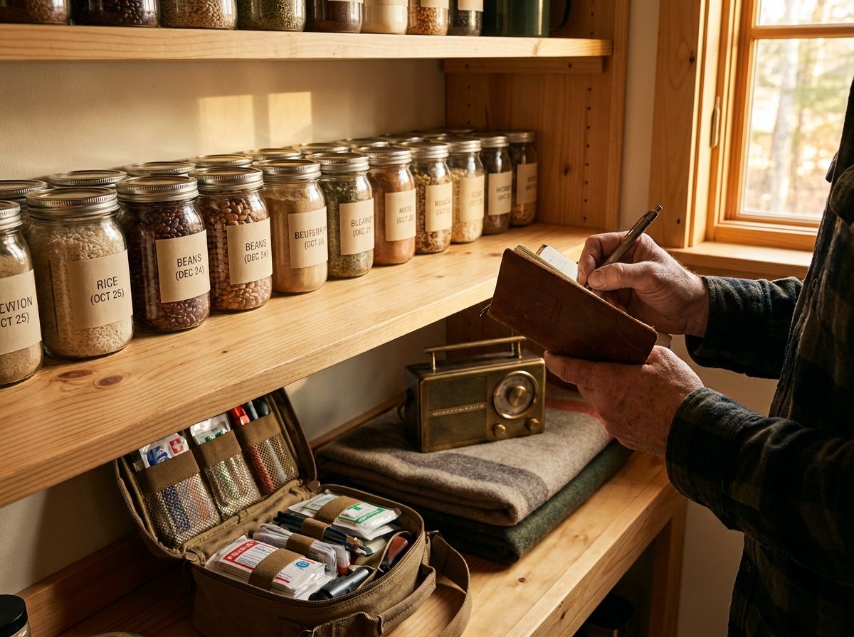 Kitchen shelf labels and a small notebook for expiration tracking