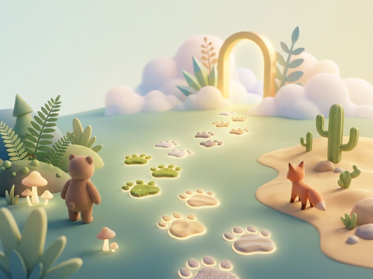 A small trail of footprints in a nature setting, representing how the right environment can guide attention