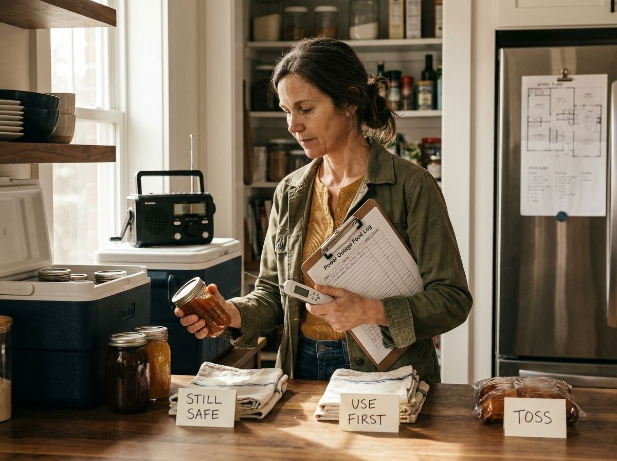 Rosa Wills turns a chaotic outage into repeatable choices: check what stayed cold, then sort into still safe, toss, or use first.