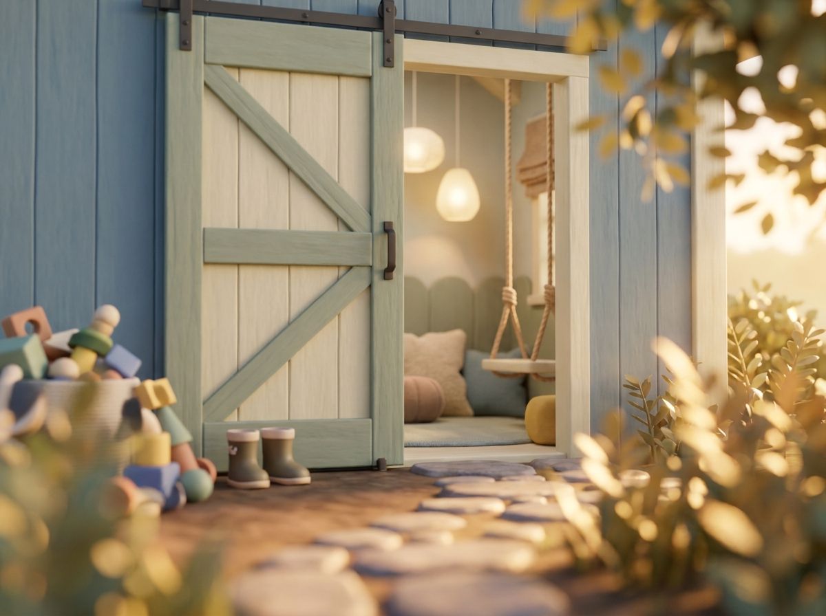 Meadow Barn door cracked open, inviting a calm entry before play time