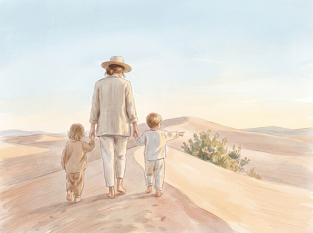 A serene desert landscape with gentle dunes