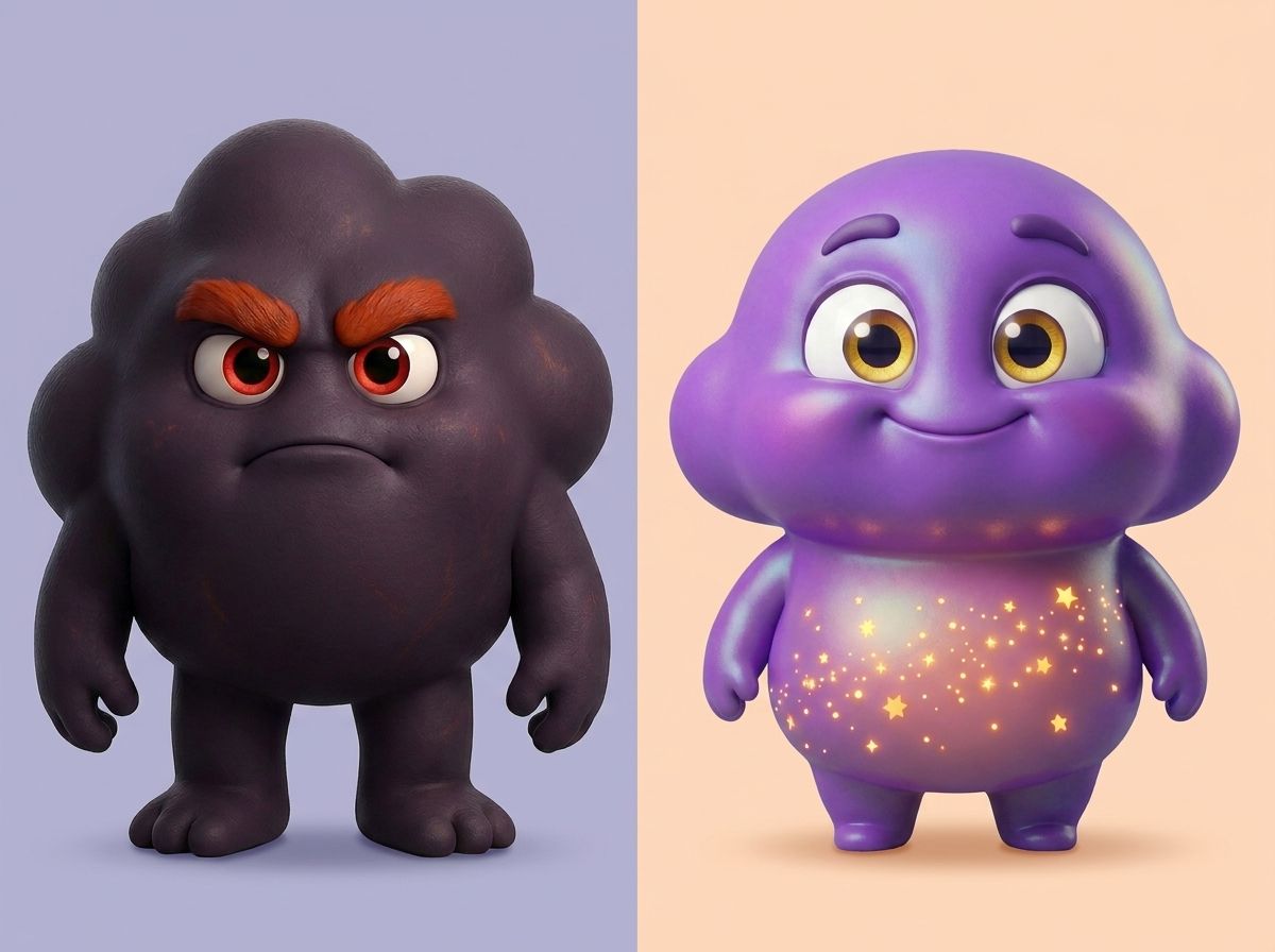 Bluster, the Anger and Defiance Gloom, alongside his evolved form Flicko, the Spark of Patience and Warmth