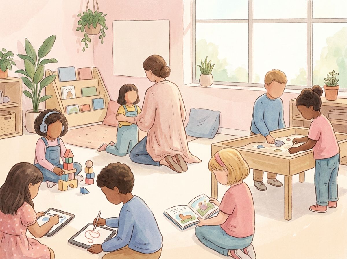 A classroom full of diverse children engaged in learning together