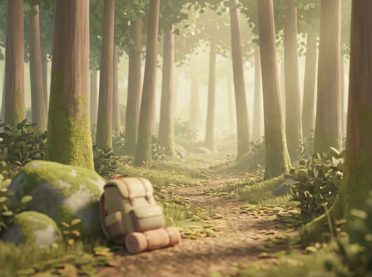 A quiet forest path with soft light, reminding you to slow down when your child is shutting down
